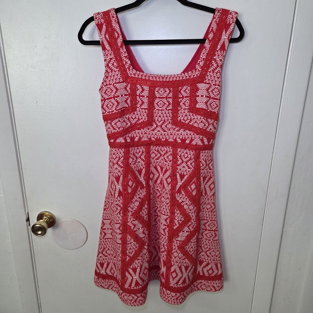 Anthropologie Maeve Women's 6 Red Emma Sleeveless Mini Dress Boho Cottagecore